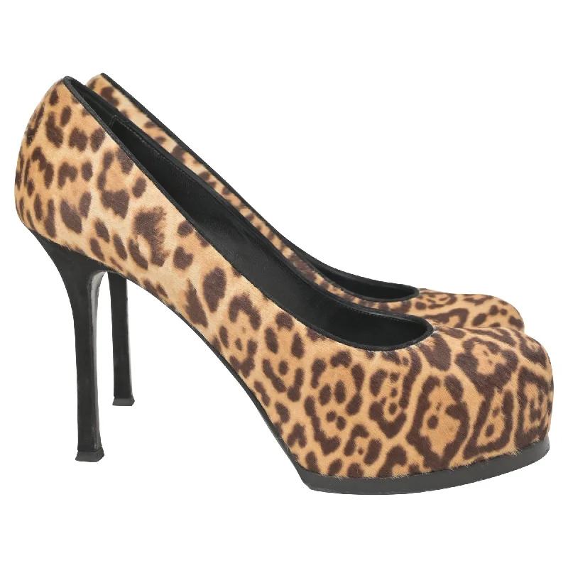 Stylish Platform Heels for Extra Height--Saint Laurent Tribtoo Platform Pumps in Animal Print Pony Hair