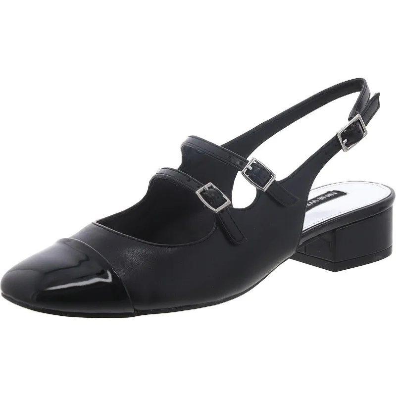 Trendy Chunky Heel Pumps for Casual Wear--Nine West Womens WN Norah 3 Mixed Media Buckle Mary Jane Heels