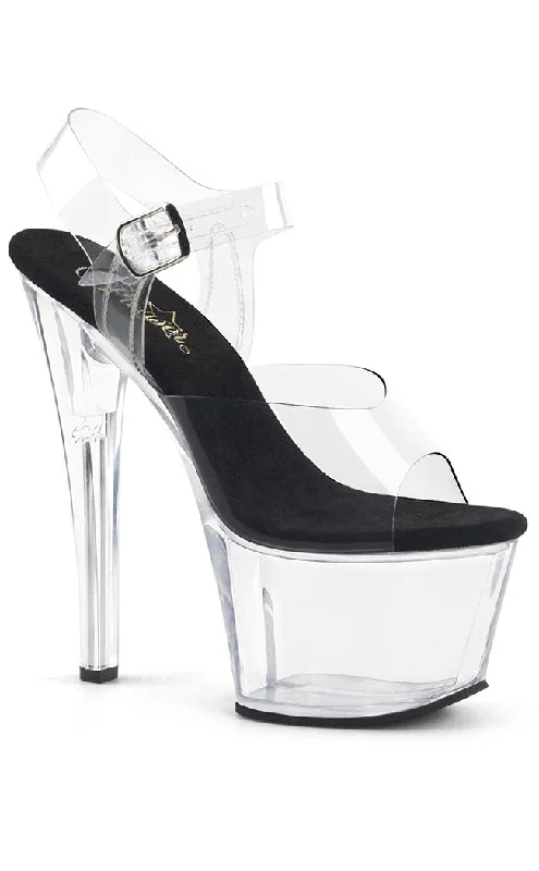 Stylish Platform Heels for Extra Height--SKY-308 Clear & Black Platform Heels