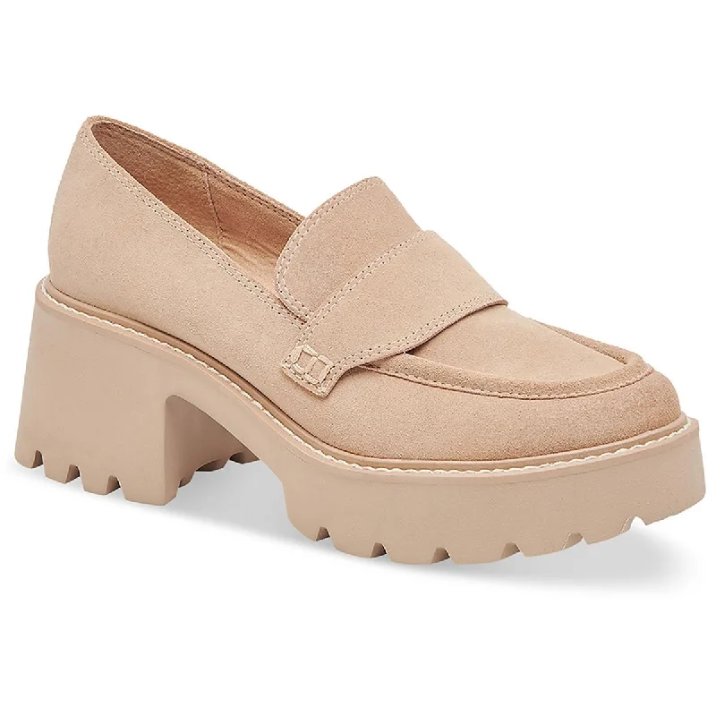 Trendy Chunky Heel Pumps for Casual Wear--Dolce Vita Womens Halona Leather Slip On Loafer Heels