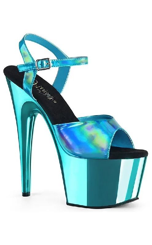 Stiletto Heel Pumps with Perfect Fit--ADORE-709HGCH Turquoise Hologram & Chrome Heels-Fashionable & Classic