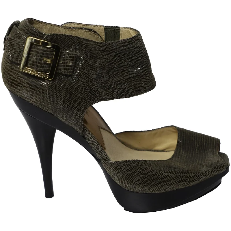 Michael Kors Heidi Platform Heels in Black Leather---Comfortable Leather Pumps for Office and Everyday Wear