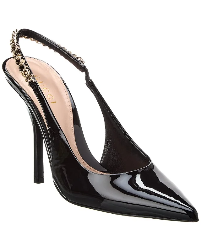 Fashionable Leather Slingback Pumps for Casual Wear--Gucci Signoria Leather Slingback Pump