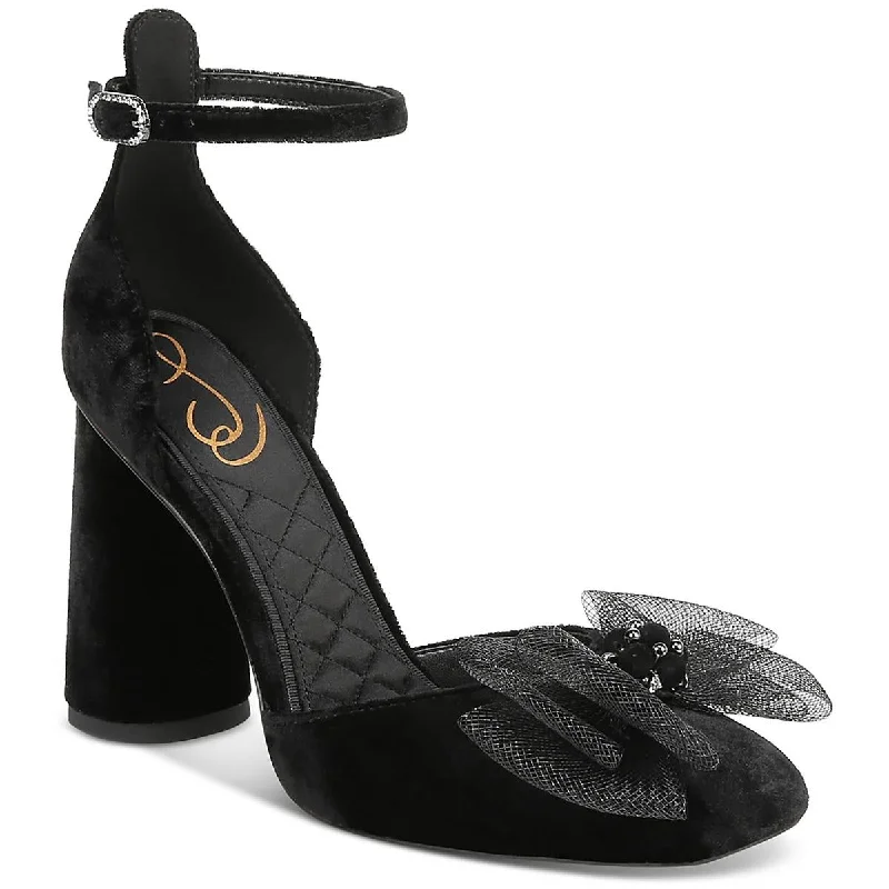 Stylish Ankle Strap Heels for Women--Sam Edelman Womens COLTER Velvet Bow Ankle Strap