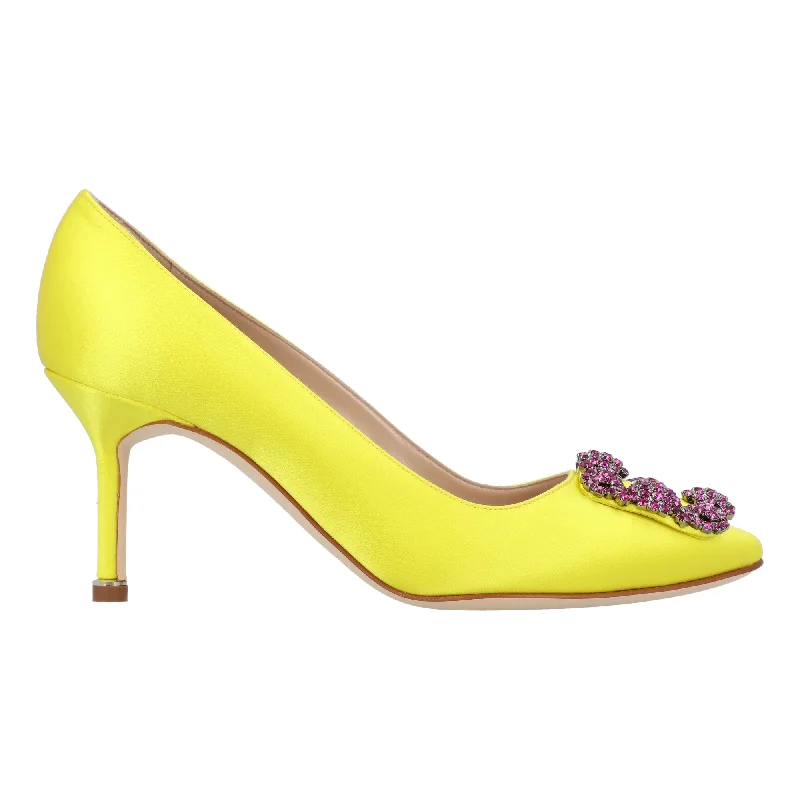 Versatile Heeled Sandals for Any Occasion---Manolo Blahnik Hangisi 070 Pump Yellow