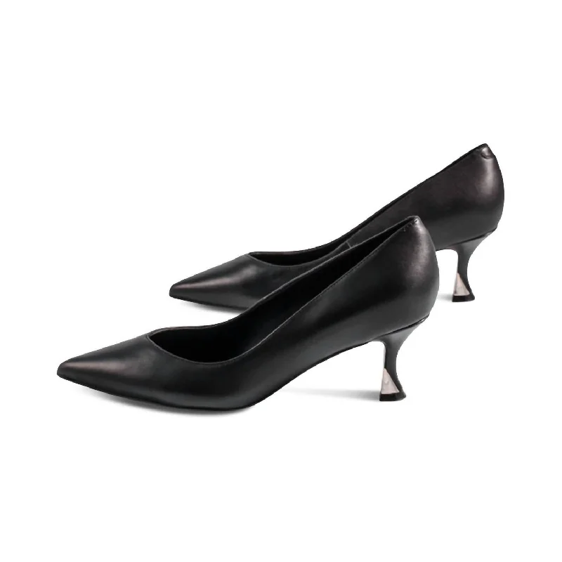 Women's Azulla Leather Heel In Black---Comfortable Leather Pumps for Office and Everyday Wear