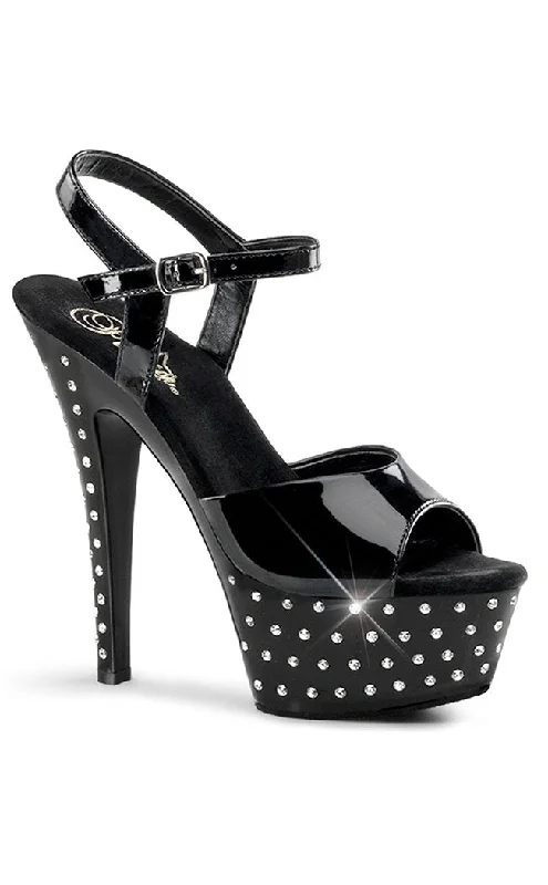 Sleek and Shiny Patent Pump Heels for a Polished Look--STARDUST-609 Black Patent Platform Heels