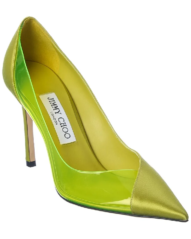 Jimmy Choo Cass 95 Satin & Plexi PumpAffordable Satin Heels with a Luxe Touch