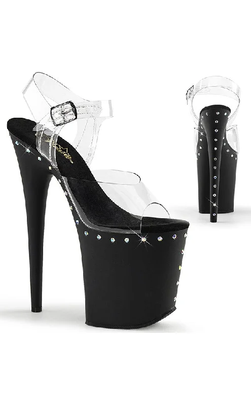 Affordable Rhinestone Pumps for a Dazzling Look---FLAMINGO-808ABLS Clear & Rhinestone Platform Heels