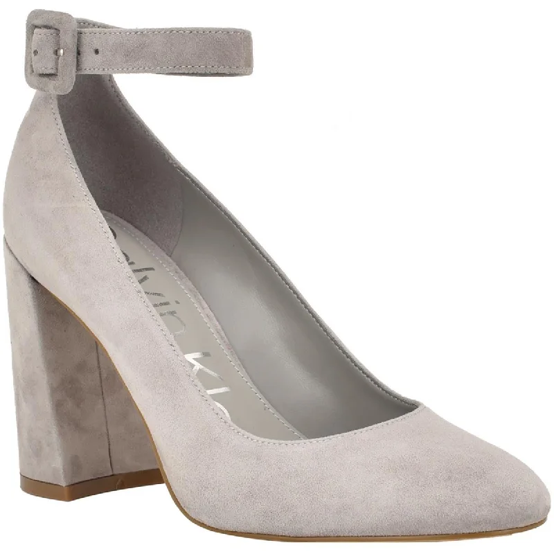 Affordable Suede Ankle Pumps for All-Day Wear--Calvin Klein Womens Fionna Buckle Suede Pumps