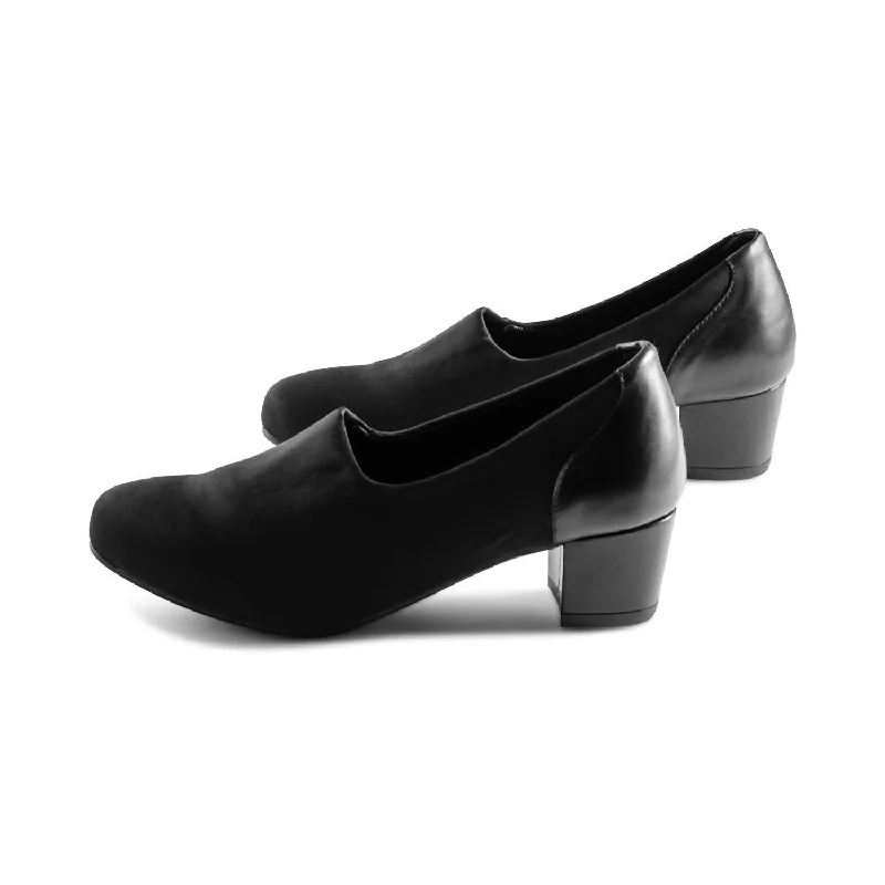 Women's Fadia Leather Shoe In Black---Comfortable Leather Pumps for Office and Everyday Wear