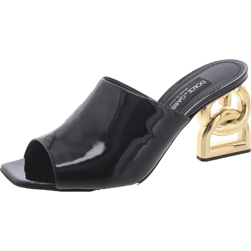 Sleek and Shiny Patent Pump Heels for a Polished Look--Womens Patent Leather Logo Slide