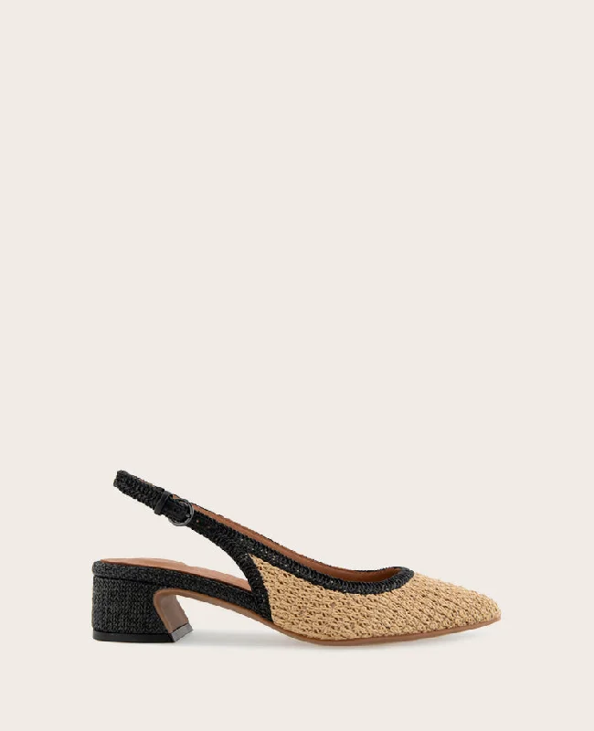 Versatile Heeled Sandals for Any Occasion---GENTLE SOULS - Georgia Raffia Slingback Heel