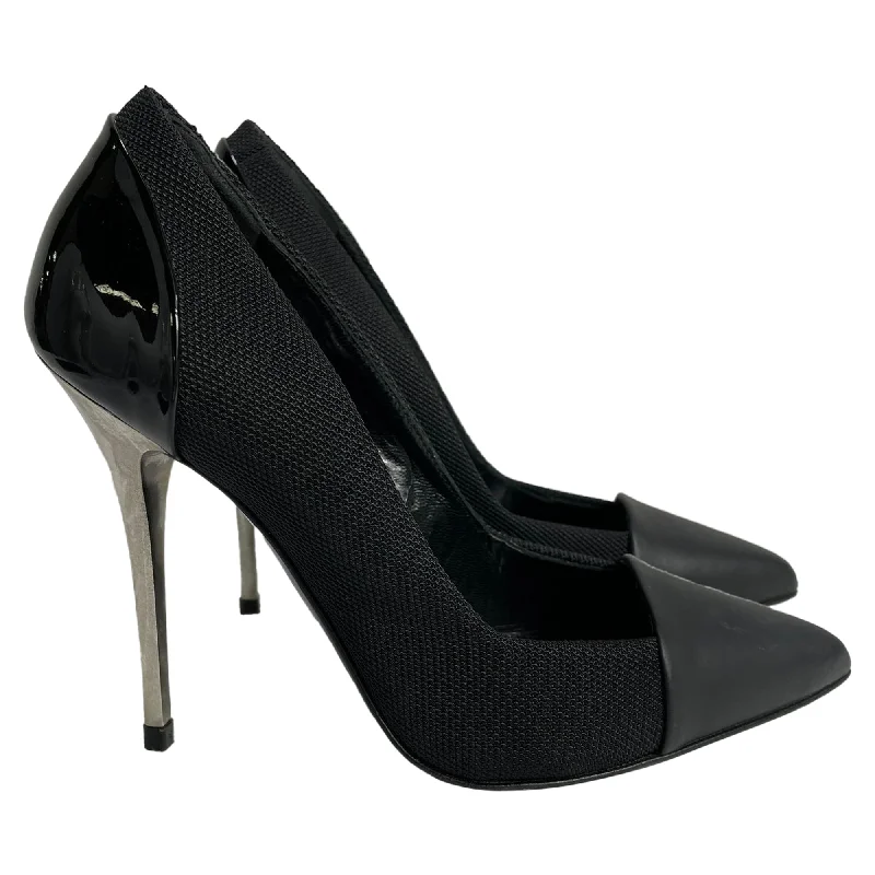 Sleek and Shiny Patent Pump Heels for a Polished Look--Proenza Schouler Cap Toe Patent Pumps in Black Nylon