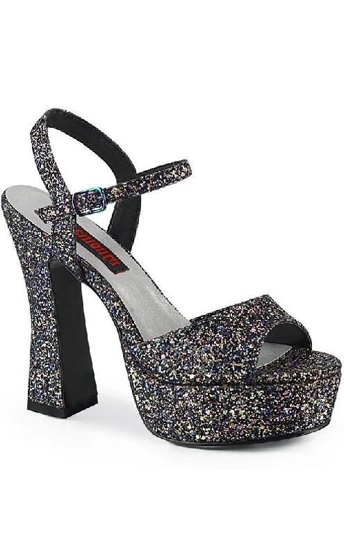 DOLLY-09 Black Glitter Mary Jane Heels---Trendy Glitter Heels for a Glamorous Look