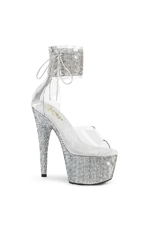 Affordable Rhinestone Pumps for a Dazzling Look---BEJEWELED-724RS Silver Rhinestone Cuff Heels