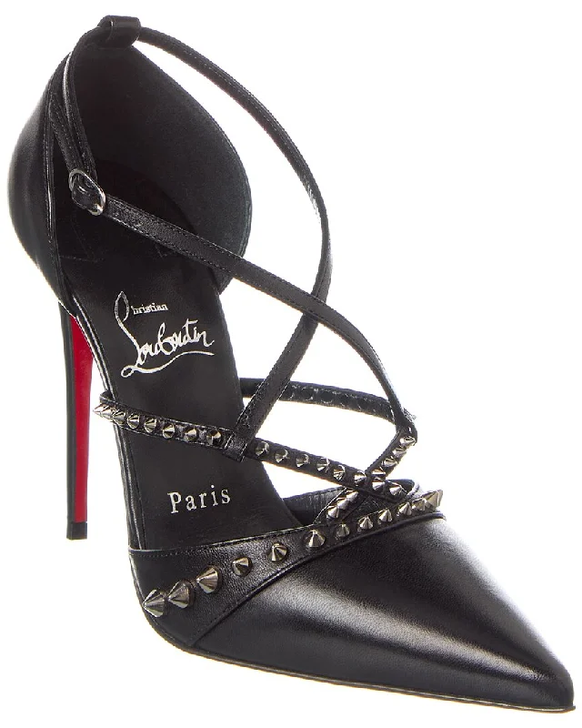 Christian Louboutin Tatooshka Spikes 100 Leather Pump---Comfortable Leather Pumps for Office and Everyday Wear