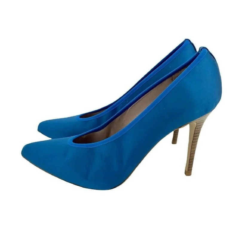 Stiletto Heel Pumps with Perfect Fit--Women's Pointed Toe Satin Pumps Stiletto High Heels In Blue-Fashionable & Classic