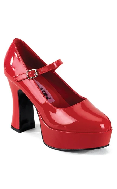 Stiletto Heel Pumps with Perfect Fit--MARYJANE-50 Red Pat Heels-Fashionable & Classic