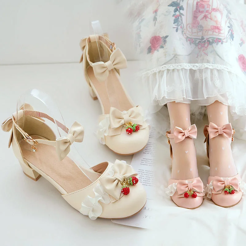 Lolita shoes bow strawberry shoes yv31064---Charming Bow Pumps for a Cute and Stylish Look