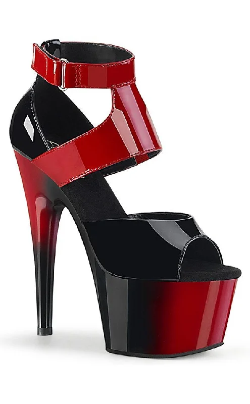 Sleek and Shiny Patent Pump Heels for a Polished Look--ADORE-700-16 Black & Red Patent Platform Heels