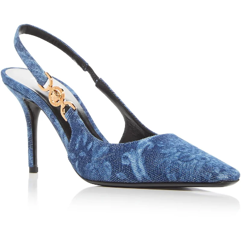 Stiletto Heel Pumps with Perfect Fit--Versace Womens BAROCCO Pointed toe Pumps Slingback Heels-Fashionable & Classic