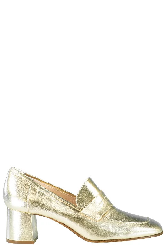 Trendy Chunky Heel Pumps for Casual Wear--Essenziale Loafer - Metallic Gold