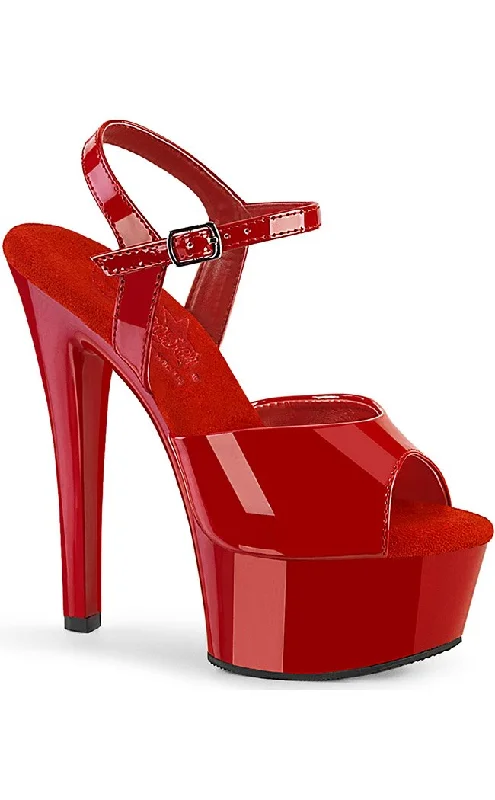 Sleek and Shiny Patent Pump Heels for a Polished Look--GLEAM-609 Red Patent Platform Heels