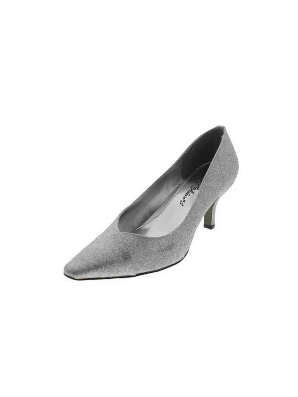 Chiffon Womens Glitter Pointed-Toe Pumps---Trendy Glitter Heels for a Glamorous Look