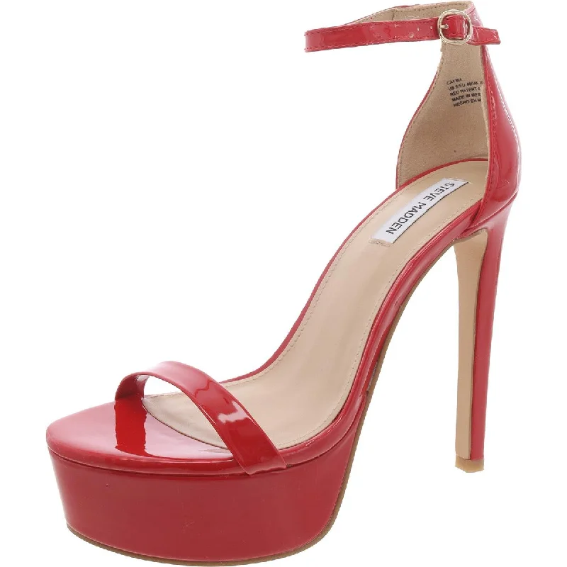 Sleek and Shiny Patent Pump Heels for a Polished Look--Steve Madden Womens Cayma Patent Ankle Strap Platform Heels