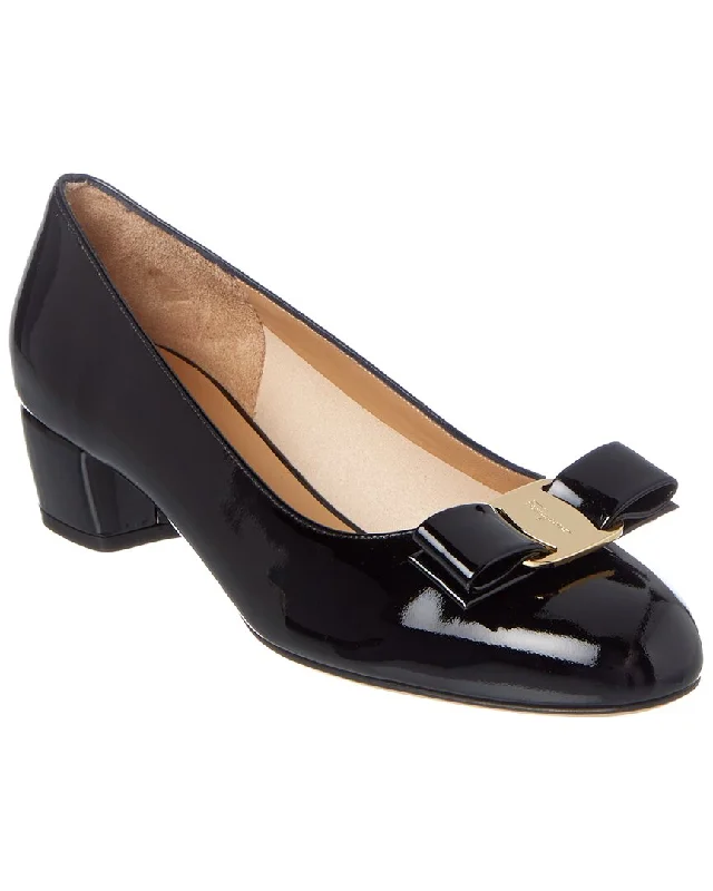 Sleek and Shiny Patent Pump Heels for a Polished Look--Ferragamo Vara Patent Pump