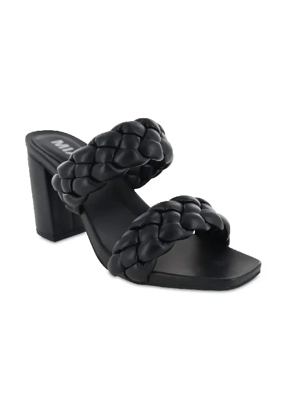 Women's Maine Braided Heels In Black---Durable Leather Braided Ankle Strap Heels with Premium Quality