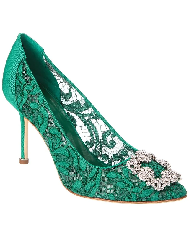 Stylish Lace Pumps for a Chic Look--Manolo Blahnik Hangisi 90 Lace Pump