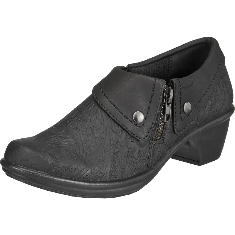 Trendy Chunky Heel Pumps for Casual Wear--Easy Street Womens Darcy Faux Leather Embossed Shooties