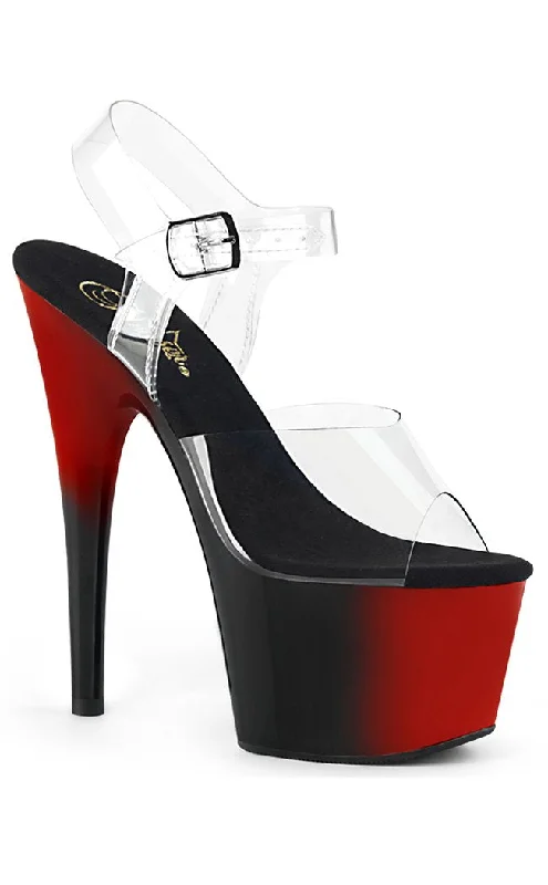 Stiletto Heel Pumps with Perfect Fit--ADORE-708BR Clear & Red Black Ombre Heels-Fashionable & Classic