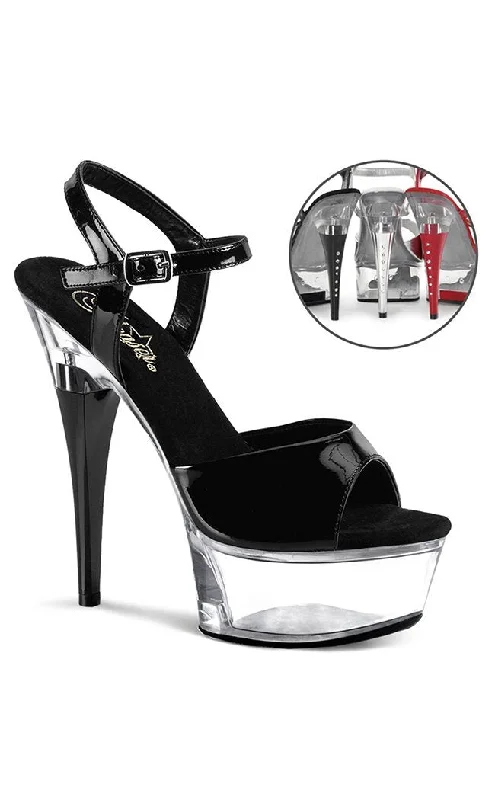 Stiletto Heel Pumps with Perfect Fit--CAPTIVA-609 Blk Pat/Clr Heels-Fashionable & Classic