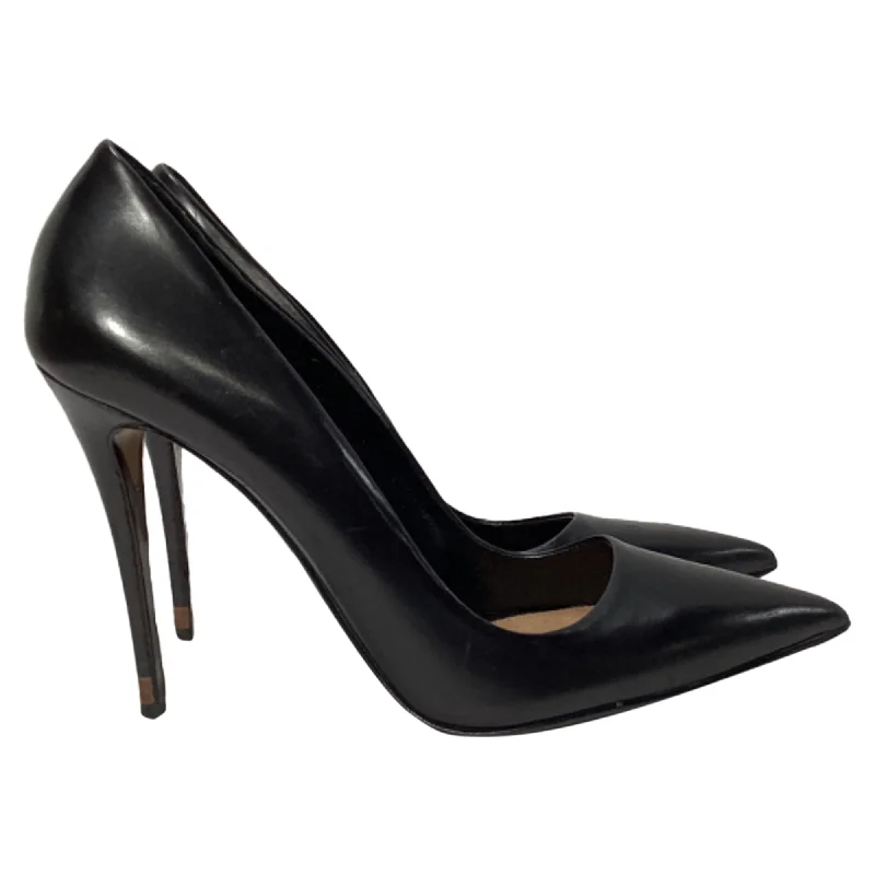 Fendi Pointed-Toe High Heel Pumps in Black Leather---Comfortable Leather Pumps for Office and Everyday Wear