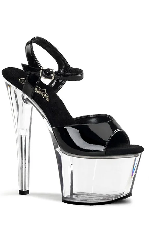 Stylish Platform Heels for Extra Height--SKY-309 Black & Clear Platform Heels