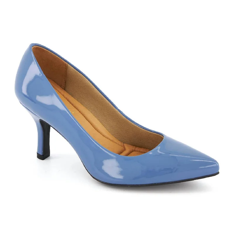 Stiletto Heel Pumps with Perfect Fit--Women's Comfort Plus Medium Heel Stilettos In Baby Blue-Fashionable & Classic