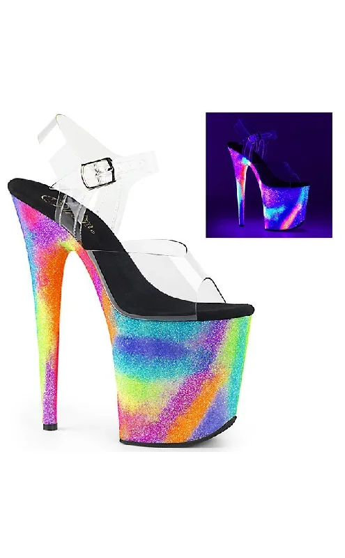 FLAMINGO-808GXY Rainbow Platform Heels---Charming Bow Pumps for a Cute and Stylish Look