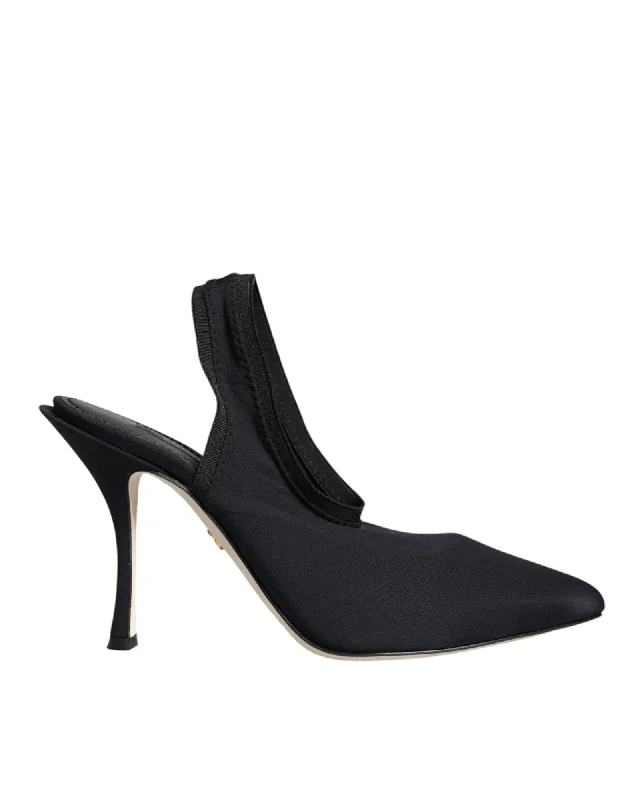 Dolce & Gabbana  Neoprene Slingback Pumps Black---Fashionable Kitten Heels for Date Night