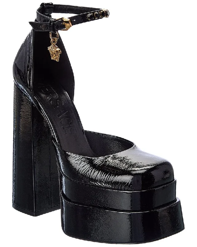 Sleek and Shiny Patent Pump Heels for a Polished Look--Versace Medusa Patent Platform Pump