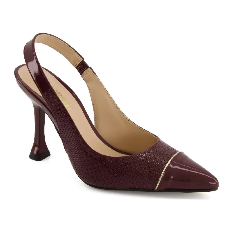 Stiletto Heel Pumps with Perfect Fit--Women's Stiletto Slingback Pumps In Burgundy-Fashionable & Classic