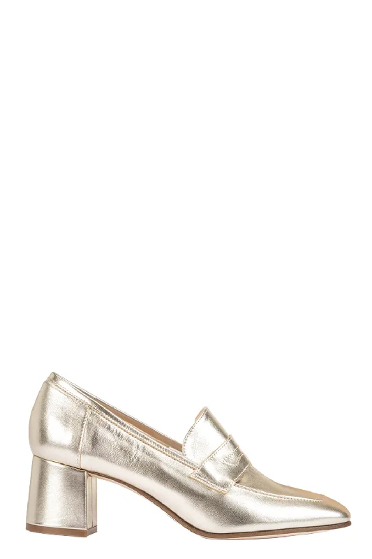 Trendy Chunky Heel Pumps for Casual Wear--Essenziale Loafer - Gold