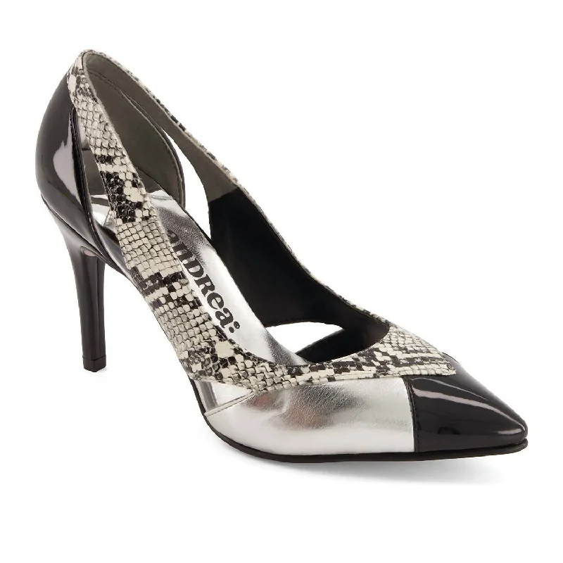 Stiletto Heel Pumps with Perfect Fit--Women's Premium High Heels Python Stilettos Pumps In Silver-Fashionable & Classic