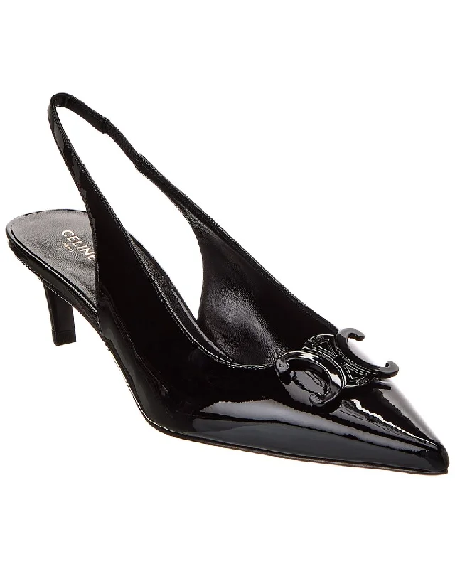 Sleek and Shiny Patent Pump Heels for a Polished Look--CELINE Alma Triomphe Patent Slingback Pump