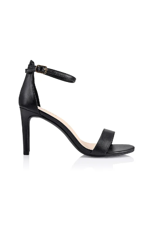 Mattie Strappy Heel Black Smooth---Affordable Strappy Platform Heels with Premium Quality