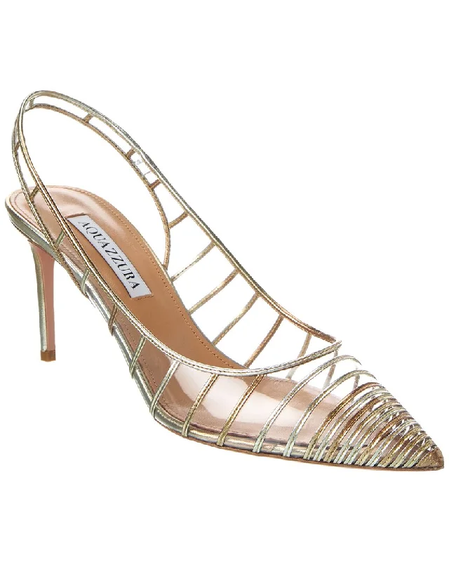 Fashionable Leather Slingback Pumps for Casual Wear--Aquazzura Call Me 75 Vinyl & Leather Slingback Pump