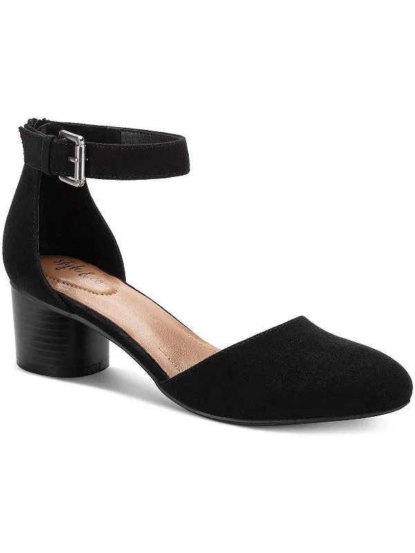 Affordable Suede Ankle Pumps for All-Day Wear--Alinaa Womens Faux Suede Double D'Orsay Block Heels