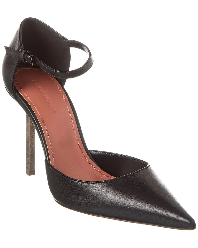 Amina Muaddi Angelica 95 Leather Pump---Comfortable Leather Pumps for Office and Everyday Wear